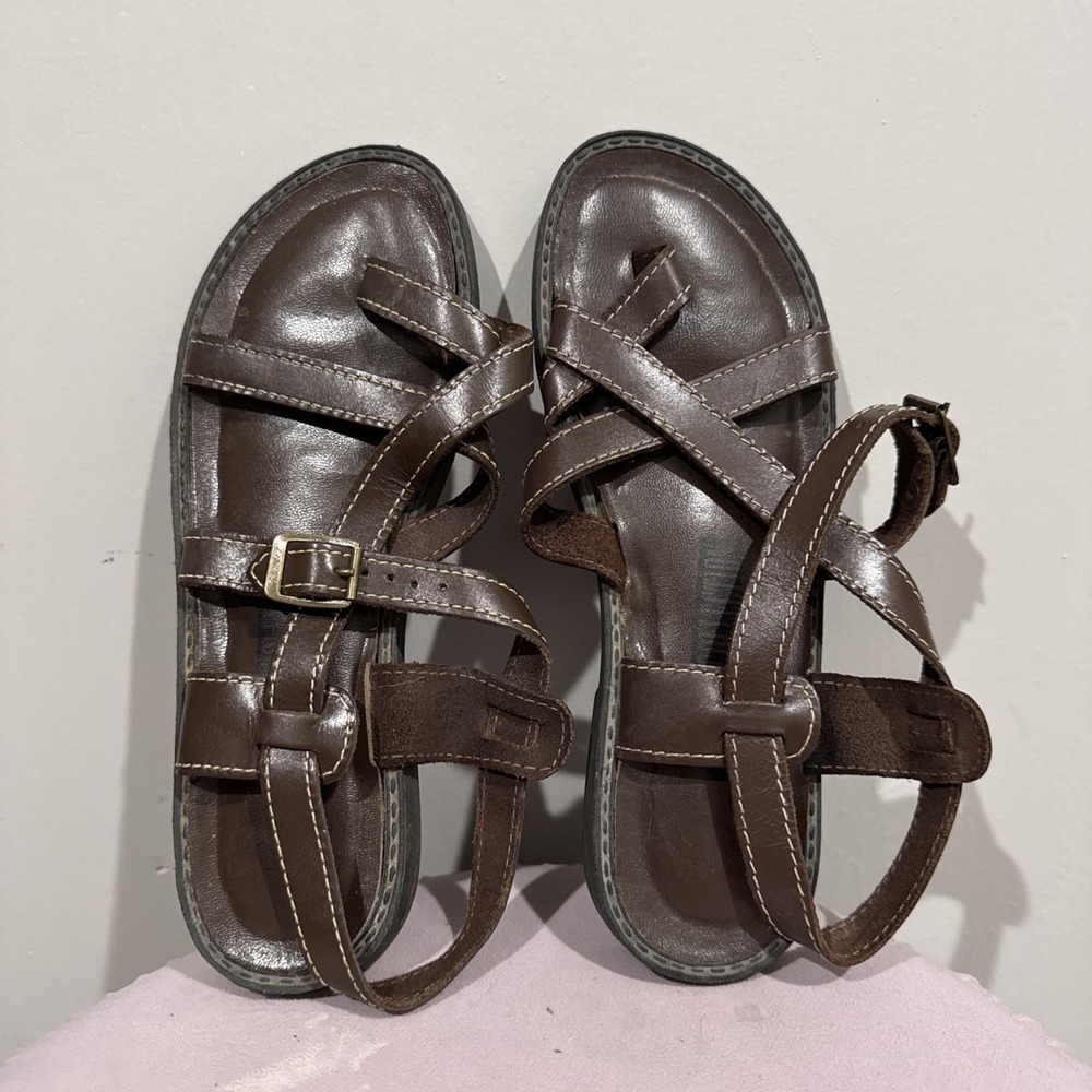 The Leather Collection Women's Sandals Strappy Brown Leather Size 7